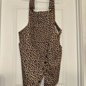 Forever 21 Leopard Print Denim Overalls